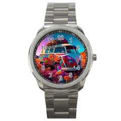 Ai Generated Beetle Volkswagen Bug Car Bus Sport Metal Watch by danenraven