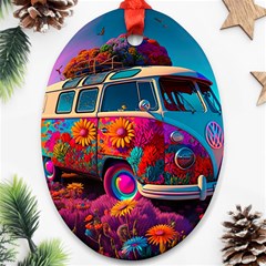 Ai Generated Beetle Volkswagen Bug Car Bus Oval Ornament (two Sides) by danenraven