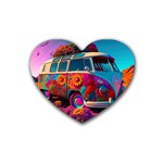 Ai Generated Beetle Volkswagen Bug Car Bus Rubber Heart Coaster (4 pack) Front