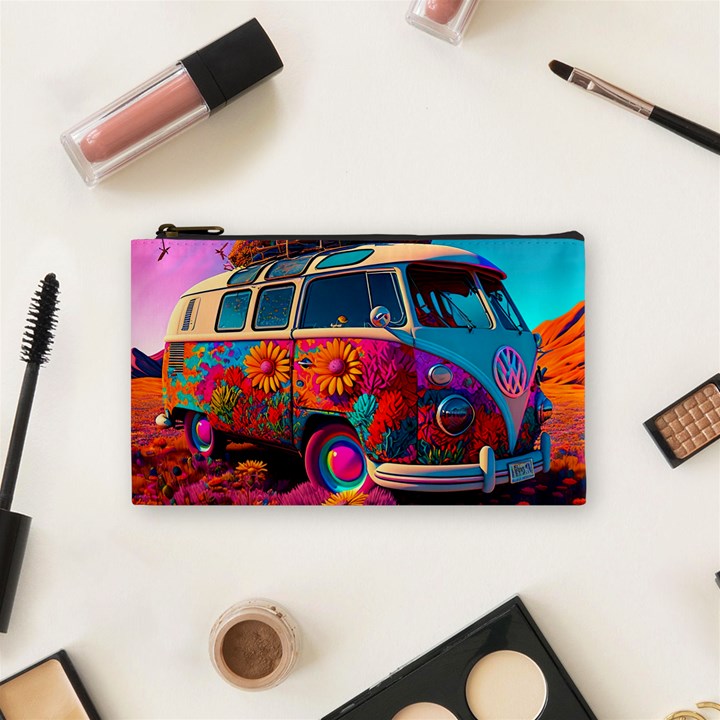 Ai Generated Beetle Volkswagen Bug Car Bus Cosmetic Bag (Small)