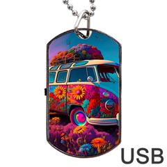 Ai Generated Beetle Volkswagen Bug Car Bus Dog Tag Usb Flash (one Side) by danenraven