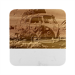 Ai Generated Beetle Volkswagen Bug Car Bus Marble Wood Coaster (square) by danenraven