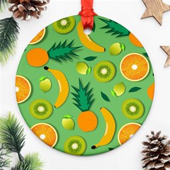 Fruit Tropical Pattern Design Art Pattern Round Ornament (two Sides)