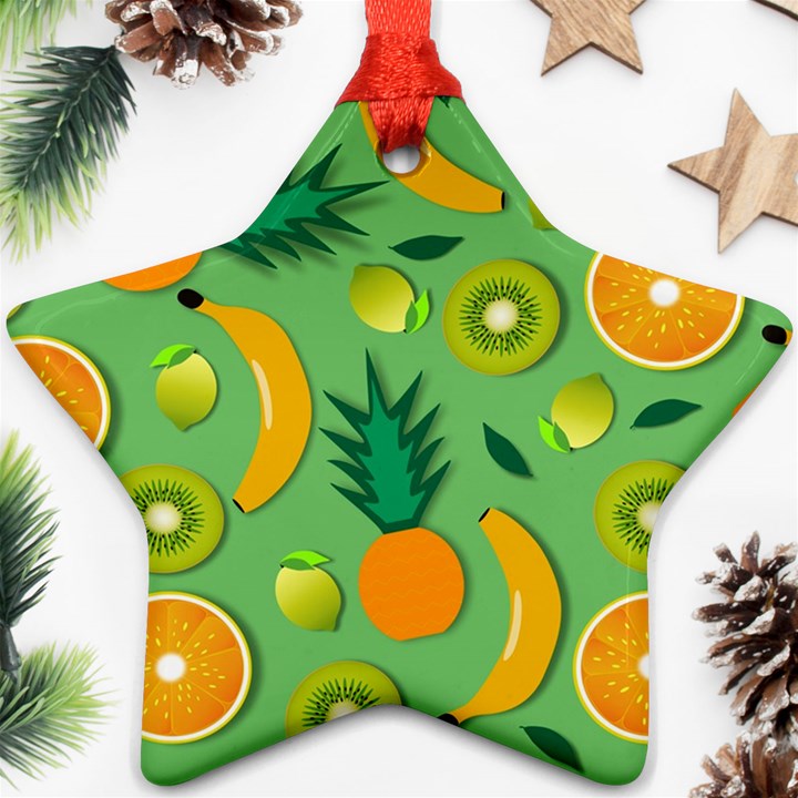 Fruit Tropical Pattern Design Art Pattern Star Ornament (Two Sides)