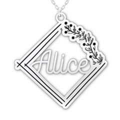 Personalized Name Plant Frame - 925 Sterling Silver Pendant Necklace