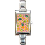 Fruits Tropical Pattern Design Art Rectangle Italian Charm Watch Front