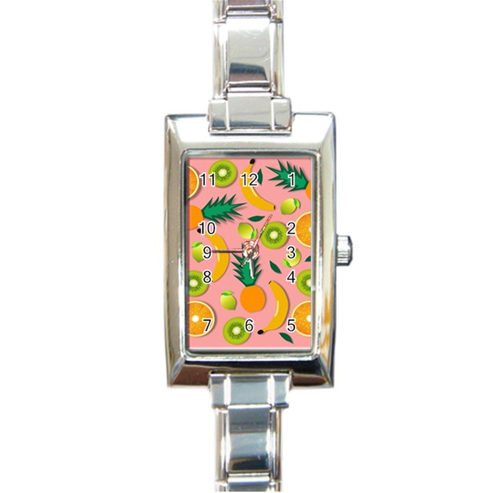 Fruits Tropical Pattern Design Art Rectangle Italian Charm Watch