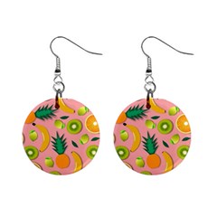 Fruits Tropical Pattern Design Art Mini Button Earrings by Ravend