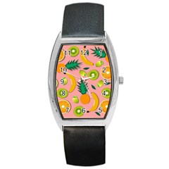 Fruits Tropical Pattern Design Art Barrel Style Metal Watch by Ravend