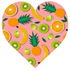 Fruits Tropical Pattern Design Art Wooden Puzzle Heart by Ravend