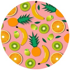 Fruits Tropical Pattern Design Art Wooden Puzzle Round by Ravend