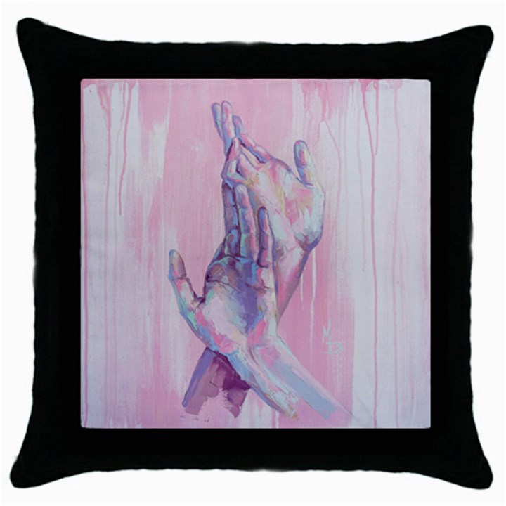 Conceptual abstract hand painting. Throw Pillow Case (Black)