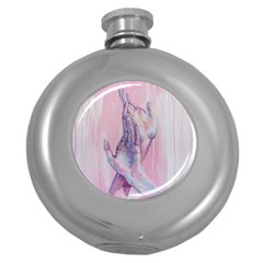 Conceptual Abstract Hand Painting  Round Hip Flask (5 Oz) by MariDein