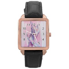 Conceptual Abstract Hand Painting  Rose Gold Leather Watch  by MariDein