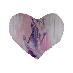 Conceptual Abstract Hand Painting  Standard 16  Premium Flano Heart Shape Cushions by MariDein