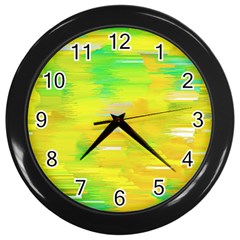 Colorful Multicolored Maximalist Abstract Design Wall Clock (black) by dflcprintsclothing