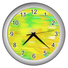 Colorful Multicolored Maximalist Abstract Design Wall Clock (silver) by dflcprintsclothing