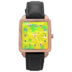 Colorful Multicolored Maximalist Abstract Design Rose Gold Leather Watch 