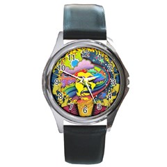 Psychedelic Rock Jimi Hendrix Round Metal Watch