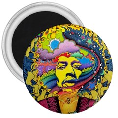 Psychedelic Rock Jimi Hendrix 3  Magnets by Jancukart