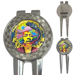 Psychedelic Rock Jimi Hendrix 3-in-1 Golf Divots by Jancukart