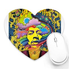 Psychedelic Rock Jimi Hendrix Heart Mousepad by Jancukart