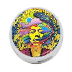 Psychedelic Rock Jimi Hendrix 4-port Usb Hub (two Sides)