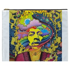 Psychedelic Rock Jimi Hendrix Cosmetic Bag (xxxl) by Jancukart