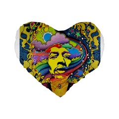 Psychedelic Rock Jimi Hendrix Standard 16  Premium Flano Heart Shape Cushions