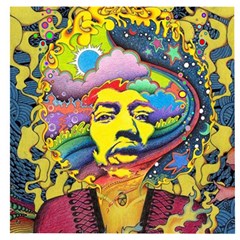 Psychedelic Rock Jimi Hendrix Wooden Puzzle Square by Jancukart