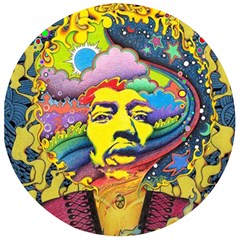 Psychedelic Rock Jimi Hendrix Wooden Bottle Opener (round) by Jancukart