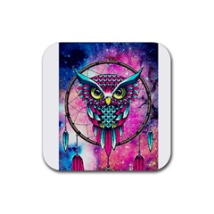 Owl Dreamcatcher Rubber Coaster (square) by Jancukart