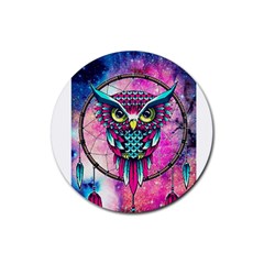 Owl Dreamcatcher Rubber Round Coaster (4 Pack)