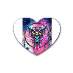 Owl Dreamcatcher Rubber Coaster (heart)