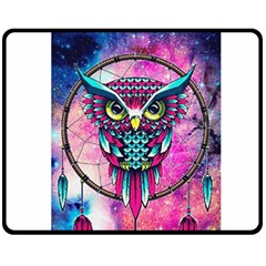 Owl Dreamcatcher One Side Fleece Blanket (medium)