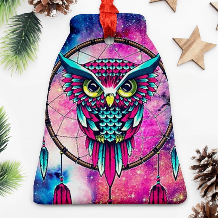 Owl Dreamcatcher Bell Ornament (Two Sides)