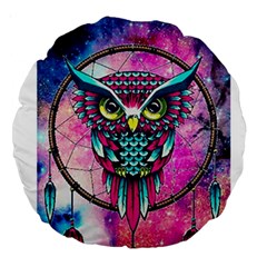 Owl Dreamcatcher Large 18  Premium Round Cushions by Jancukart