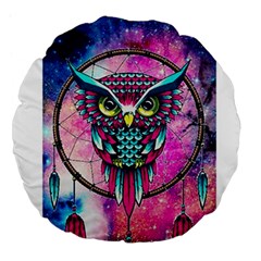 Owl Dreamcatcher Large 18  Premium Flano Round Cushions