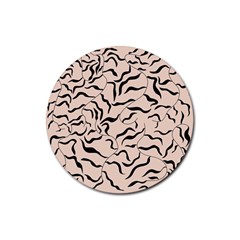 Leaves Plants Poster Drawing Rubber Round Coaster (4 Pack) by Ravend