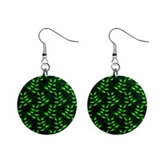 Branches Nature Green Leaves Sheet Mini Button Earrings by Ravend