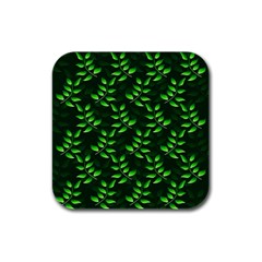 Branches Nature Green Leaves Sheet Rubber Square Coaster (4 Pack) by Ravend