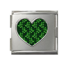 Branches Nature Green Leaves Sheet Mega Link Heart Italian Charm (18mm) by Ravend