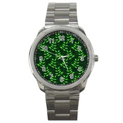 Branches Nature Green Leaves Sheet Sport Metal Watch by Ravend