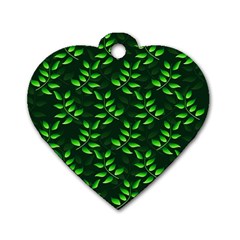 Branches Nature Green Leaves Sheet Dog Tag Heart (two Sides) by Ravend