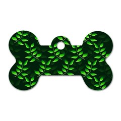 Branches Nature Green Leaves Sheet Dog Tag Bone (two Sides) by Ravend