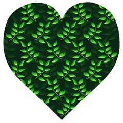 Branches Nature Green Leaves Sheet Wooden Puzzle Heart by Ravend