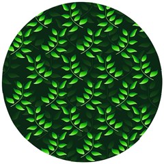 Branches Nature Green Leaves Sheet Wooden Puzzle Round by Ravend