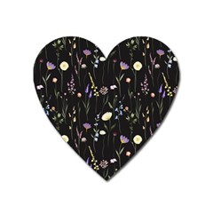 Flowers Floral Pattern Floral Print Heart Magnet by Ravend