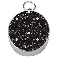 Flowers Floral Pattern Floral Print Silver Compasses by Ravend