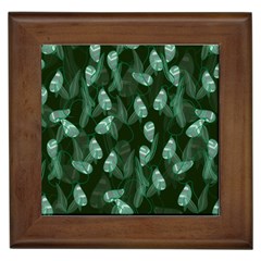 Plants Leaves Flowers Pattern Framed Tile by Ravend